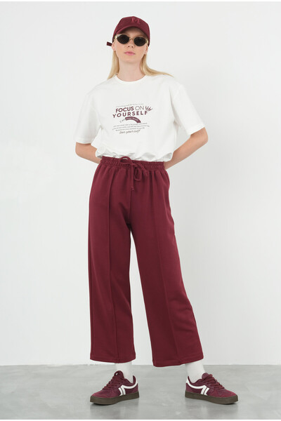 HEQA Nervürlü Eşofman Altı Bordo