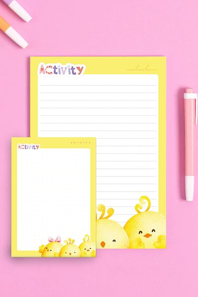 Copyder Cute Chick Themed Notepad Memo Pad Notebook Set 50 Sheets