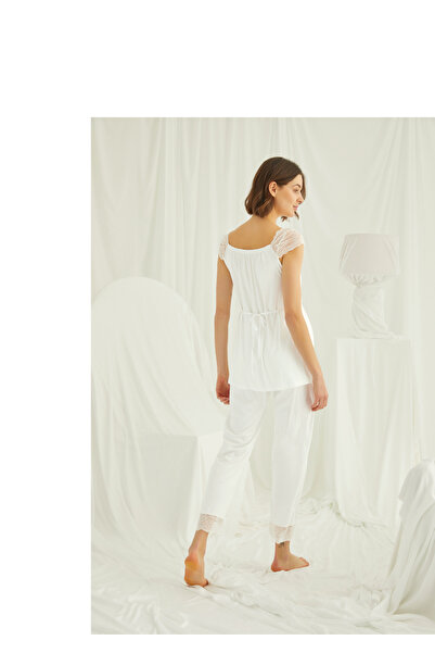 MONAMİSE Monamise Tulle Detailed Placket Thick Strap Maternity Pajamas Set18303