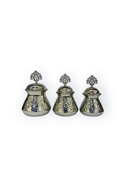 EFEMİR Nickel Plated 3 Size Copper Spice Set