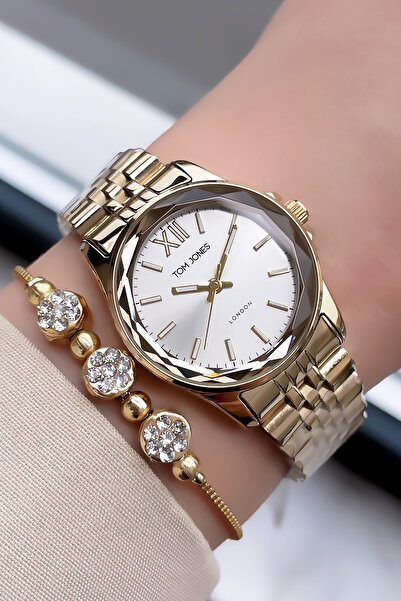 Tom Jones Original Women's Wristwatch 3 Atm Waterproof Gold Color Steel Cord ...