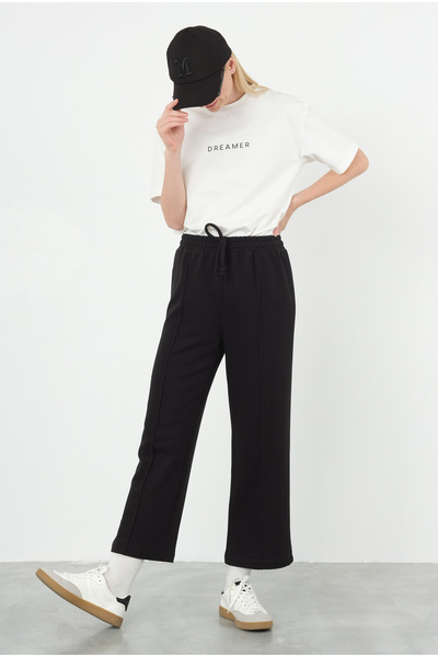 HEQA Nervürlü Eşofman Altı Siyah