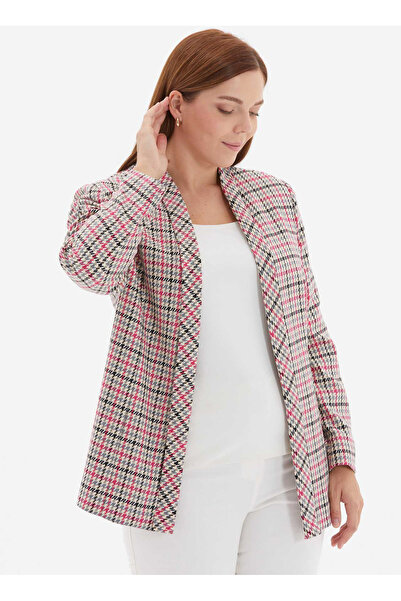 Selen Fuşya Kadın V Normal Düz Ceket 24KSL1395-BB