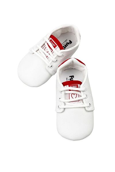 Funny Baby Lace-Up White Baby Shoes Red 1