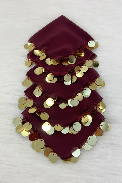 ZEYMERADE منديل شيفون ذهبي عنابي اللون 5 قطع، العروس والعريس وحفلات الزفاف وا...