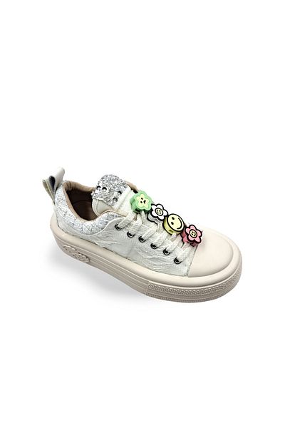 Scootland Γυναικείο Sneaker Foershadow σε μπεζ χρώμα - Ψηλή σόλα, Emoji και λεπτομέρεια από πέτρα