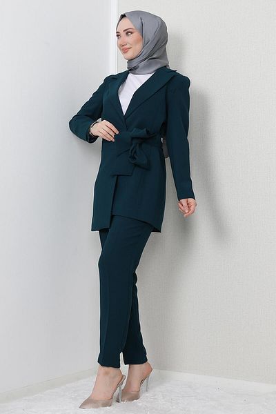 GİZ AGİYİM Adelisa Jacket Set Dark Petrol