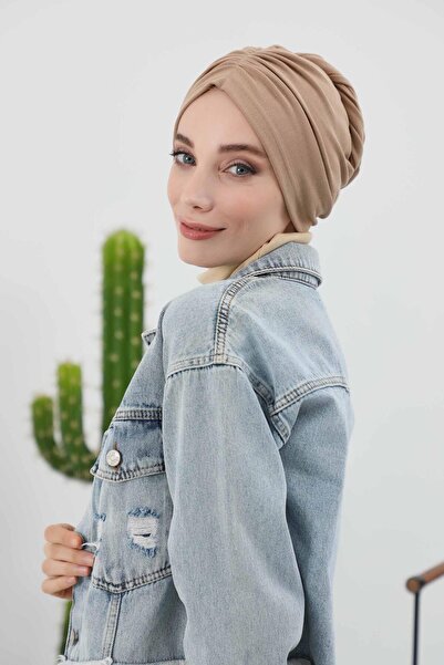 Aisha's Design Turban cu eșarfă, B-81IV, maro lapte