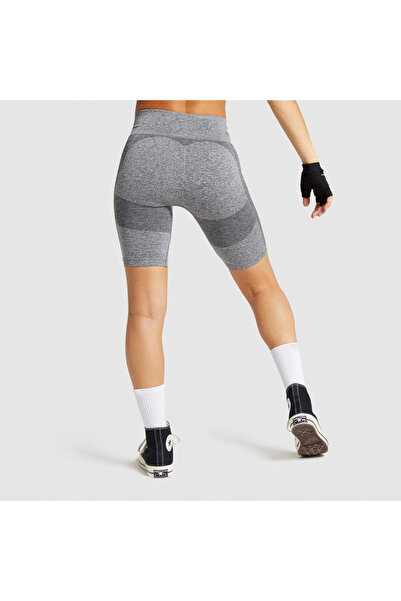 baim X Seamless Sportsman Gray Melange High Waist Biker Shorts Leggings