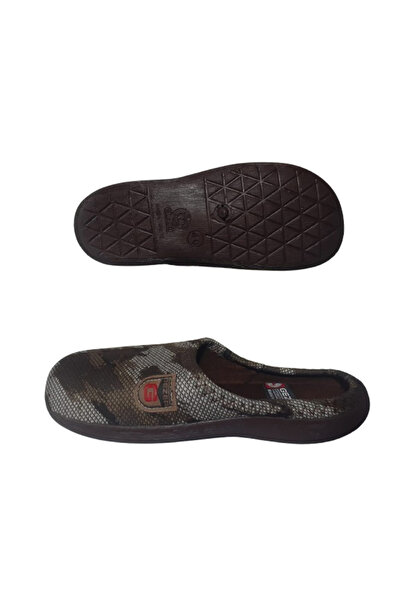 GEZER Чоловічі ортопедичні тапочки темно-коричневого кольору з чорним візерунком GZEER202-302