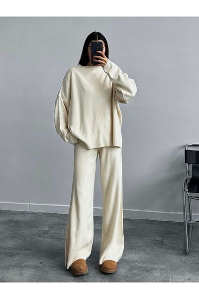 My Blog Basic Ecru Knitwear Set - 5008