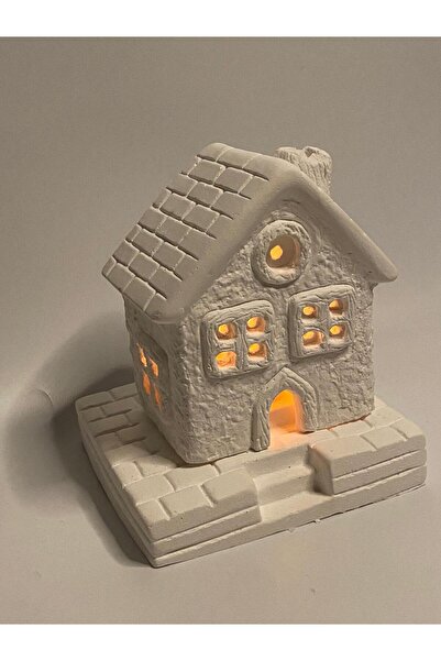 Görke Tasarım Tealight Mumlu Ev Mumluk Dekoratif Beton Mumluk Yılbaşı Ev Mumluk