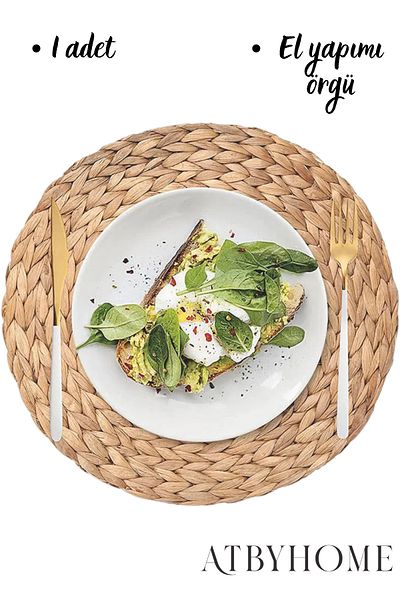 Atbyhome Placă de răchită Water Hyacinth Handmade Tricotat American Service 37 Cm - 1 Buc