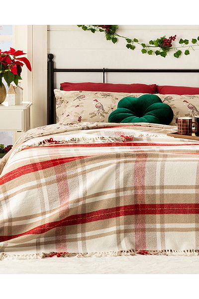 English Home بطانية ماكينزي، بيج - أحمر، 150x200 سم
