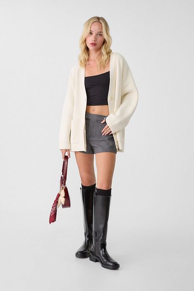 Stradivarius Cardigan with Pockets and Long Knitwear