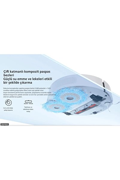 Xiaomi Hepa Filtre 3d Engellerden Kaçınma Çift Ped Basınçlı Paspas Özelliği R...