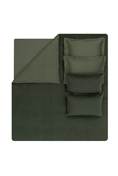 Yataş Charme Arwin Double Velvet Satin Duvet Cover Set - Khaki