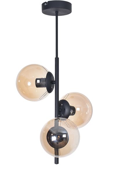 Modavize Ivy Modern Design Living Room Kitchen Bedroom Black Color Honey Glass 3-Piece Chandelier