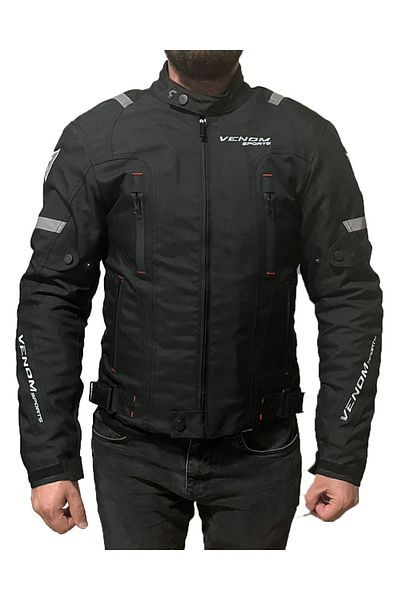 VENOM Air 4 Season Protected Motorcycle Jacket Black (Molding Is Tight, Order One Size Large)