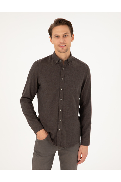 Pierre Cardin Kahverengi Slim Fit Uzun Kollu Gömlek 50298570-VR029