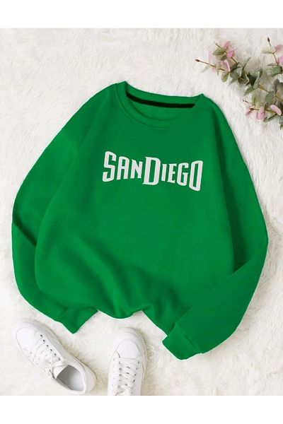 FAVORİST Hanorac oversize cu imprimeu SANDIEGO cu decolteu triplu