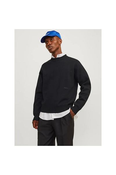 Jack & Jones JORVESTERBRO Черен кремав плетен суитшърт с яка
