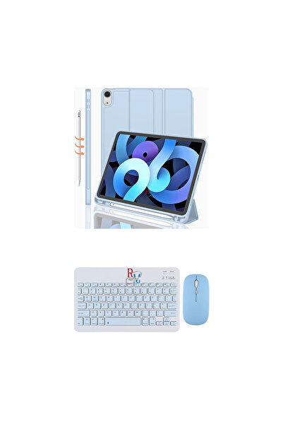 redmud teknoloji ıPad Air 11 inç 6.Nesil ile Uyumlu Tablet Kılıfı ve Klavye Mouse Set Kalem Bölmeli Smart Kılıf