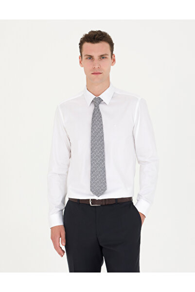 Pierre Cardin Λευκό εφαρμοστό Μακρυμάνικο Πουκάμισο Basic 50280213-VR013