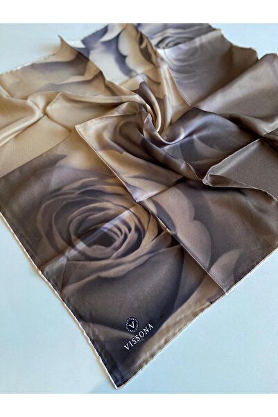 Vissona وشاح حريري Twill نسائي بيج - مينك