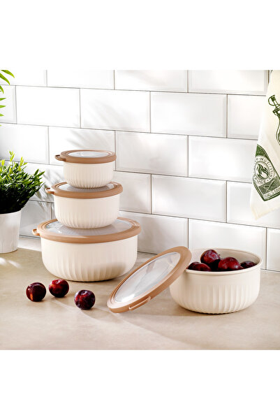 Schafer Ashley 4 lü Yuvarlak Saklama Kabı-Krem