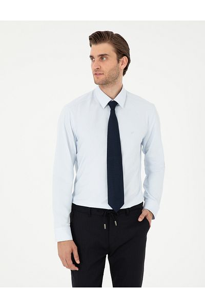 Pierre Cardin Cămașă de bază cu mânecă lungă, albastru deschis, slim fit 50297903-VR003