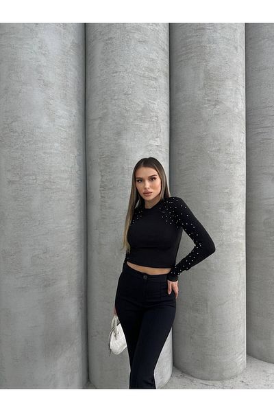 ÇEÇİM ΓΥΝΑΙΚΕΙΑ ΜΑΝΙΚΙΑ ΜΕ ΛΕΠΤΟΜΕΡΕΙΑ CROP BLUZ HYN-58004