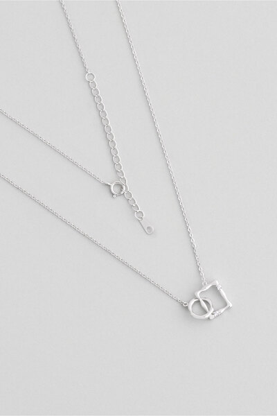 So CHIC... İkonik 18 Ayar Beyaz Altın Kaplama 44 Cm Gümüş Minimal Kolye