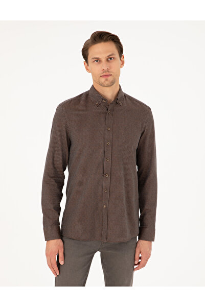 Pierre Cardin Kahverengi Slim Fit Uzun Kollu Gömlek 50292248-VR029