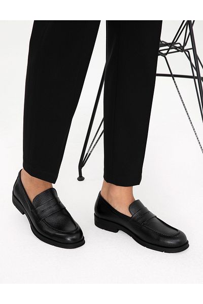 Pierre Cardin Black Leather Casual Shoes 50300059-Vr046