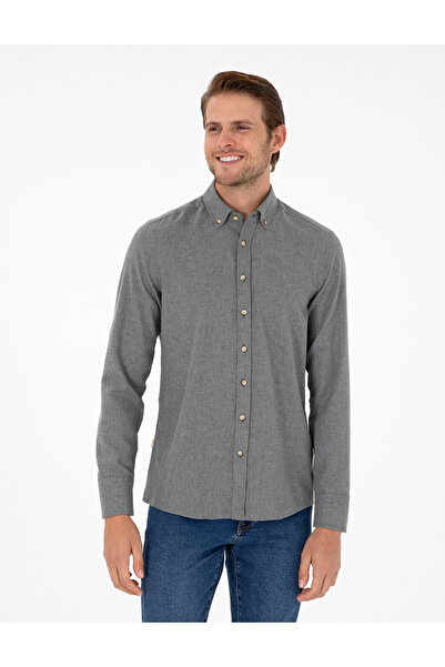 Pierre Cardin Gri Slim Fit Uzun Kollu Gömlek 50298570-VR024