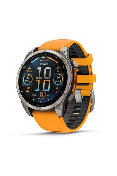Garmin Fenix 8 - 47mm Amoled Sapphire Titanium Strap Orange/Graphite Silicone