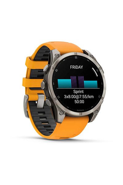 Garmin Fenix 8 - 47mm Amoled Sapphire Titanium Strap Orange/Graphite Silicone