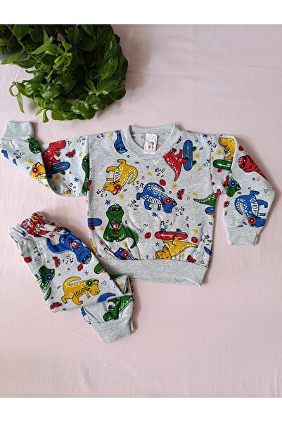 minilkabebe dinazor desen pijama takımı içi polarlı