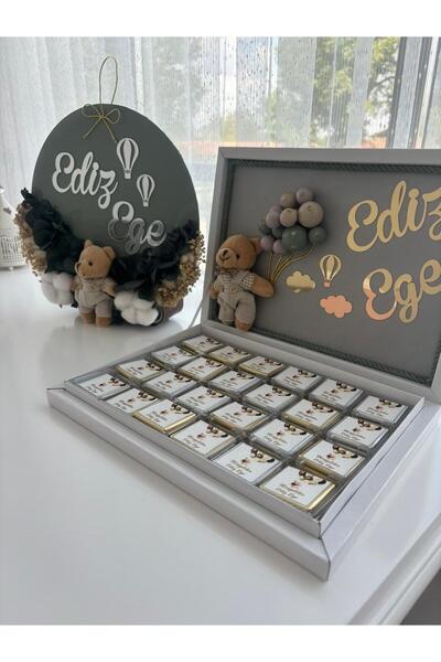 PERİ Baby Gift Door Ornament and Chocolate Box Set Baby Room Ornament