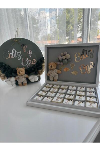 PERİ Baby Gift Door Ornament and Chocolate Box Set Baby Room Ornament