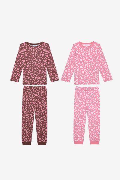 Penti Zweiteiliges, mehrfarbiges Pyjama-Set aus Baumwolle mit Leopardenmuster für Mädchen