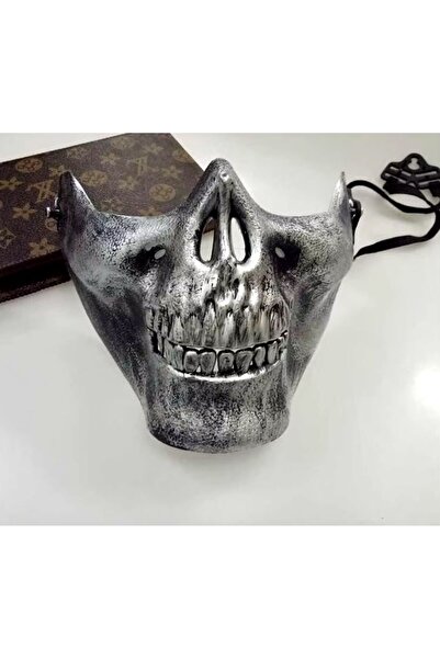 Orca Yarım Yüz Kuru Kafa Maskesi  Eskitme Detaylı Parti Kostümü Aksesuarı Hal...