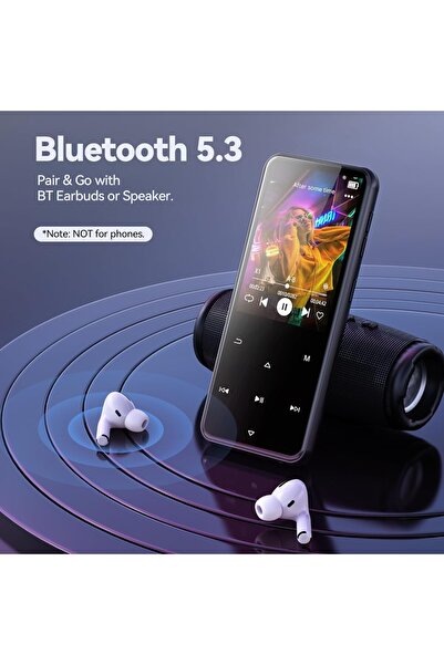 AGPTEK 64GB Bluetooth MP3 Çalar, AGPTEK M3 2.4 İnç Müzik Çalar, Hoparlör