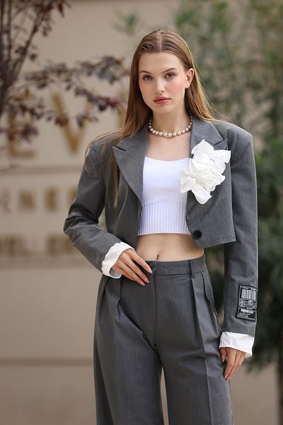 Nesil Collared Poplin Floral Jacket Trousers Set