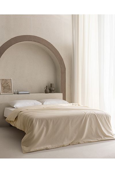 Madame Coco Manon King Size Beige Ranforce Duvet Cover - 100% Cotton