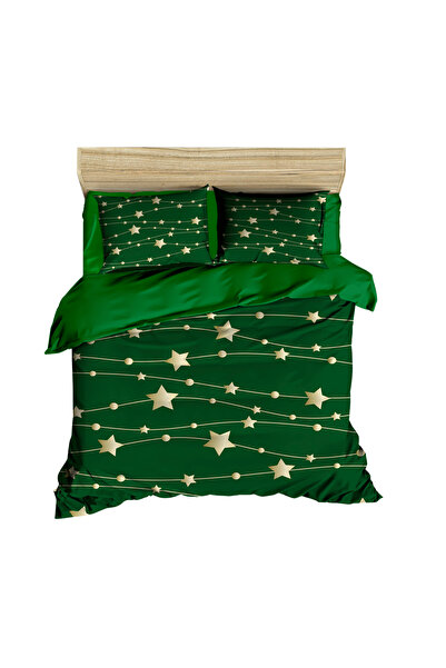 Fabeteks Christmas Ornament Star Green Digital Duvet Cover Set