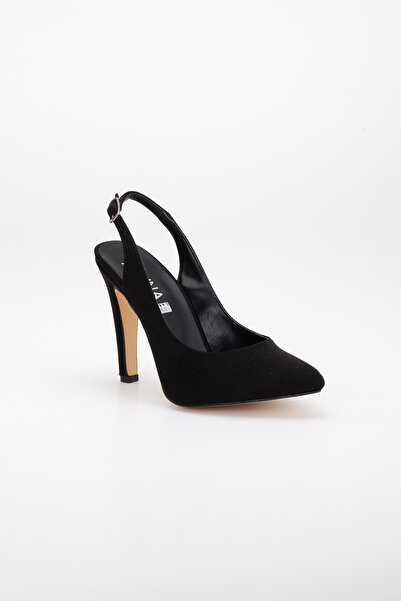 LİLLA Women's Stiletto Thin Heels Black Suede Stiletto