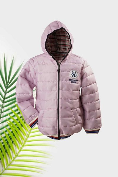 BUUFUU Children's Windproof Thick Fiber Filled Zippered Hooded Coat