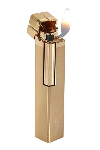 Vindiesel Dupont Tarz Slim Kare Metal Çakmak - Gold - Taşlı Gazlı